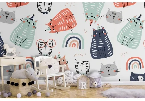 Wallpaper stylized cats animal pattern.