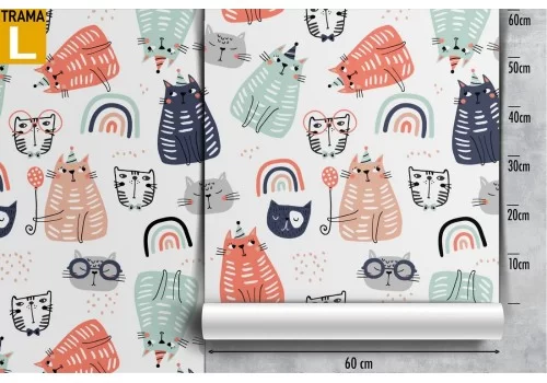 Carta da Parati gatti stilizzati animali pattern. 2