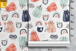 Wallpaper with stylized cats animal pattern.