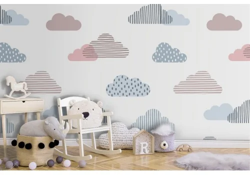Polka dot cloud wallpaper children's pattern.