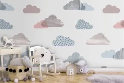 Polka dot cloud wallpaper children's pattern.