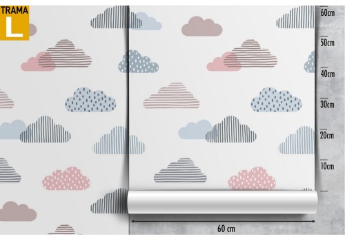Polka dot cloud wallpaper children's pattern. 2