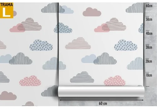 Polka dot cloud wallpaper children's pattern. 2