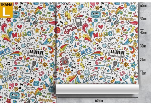 Wallpaper writings and music drawings for children. 2