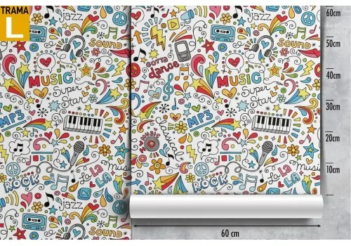 Wallpaper writings and music drawings for children. 2