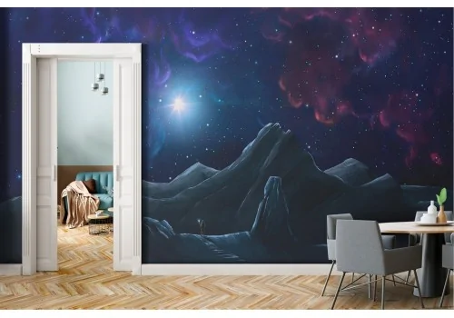 Wallpaper landscape space from alien planet