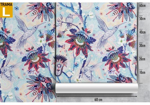 Vintage blue flowers nature pattern wallpaper. 2