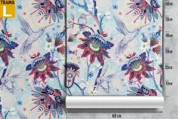 Vintage blue flowers nature pattern wallpaper.