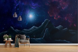 Carta da Parati paesaggio spazio da pianeta alieno