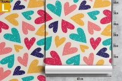 Carta da Parati cuori stilizzati decorazione bambini.