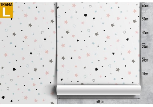 Wallpaper with stylized stars and hearts for children. 2