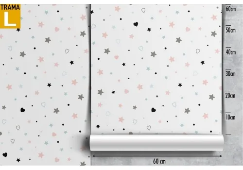 Wallpaper with stylized stars and hearts for children. 2