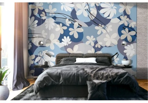 Carta da Parati fiori bianchi astratti pattern natura.