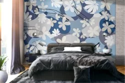 Carta da Parati fiori bianchi astratti pattern natura.