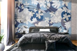 Wallpaper abstract white flowers nature pattern.