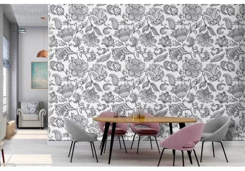 Carta da Parati fiori astratti decorazione natura anni '50.