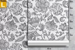 Carta da Parati fiori astratti decorazione natura anni '50.