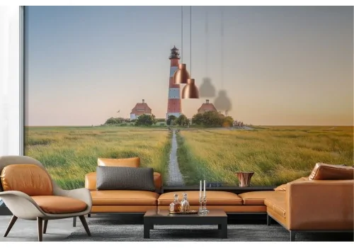 Wallpaper landscape meadow with lighthouse 2