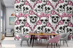 '50s vintage pin up skulls wallpaper.