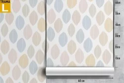 Wallpaper stylized nature leaves polka dots children.