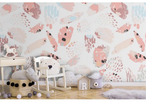 Carta da Parati bambini colore rosa a pois.