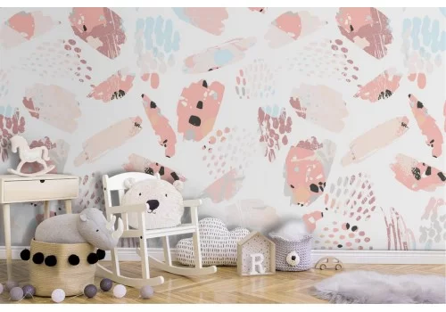 Carta da Parati bambini colore rosa a pois.