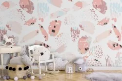Carta da Parati bambini colore rosa a pois.