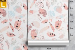 Children's wallpaper in pink polka dot color.