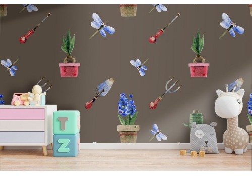 Children's wallpaper decoration cactus.
