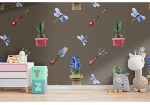 Children's wallpaper decoration cactus.