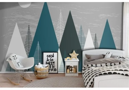 Carta da Parati alberi bosco stilizzato