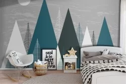 Carta da Parati alberi bosco stilizzato