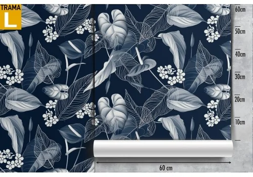 Wallpaper with stylized blue leaves nature. 2