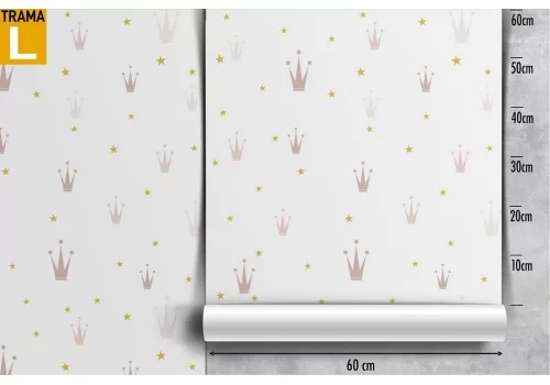 Carta da Parati bambini corone stilizzate oro. 2