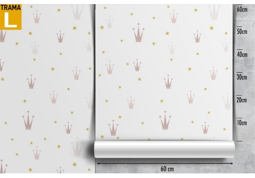 Children's wallpaper with stylized gold crowns. 2