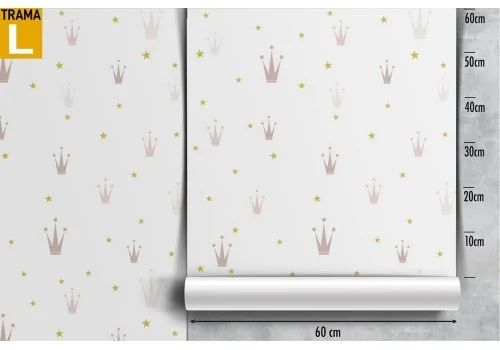 Children's wallpaper with stylized gold crowns. 2