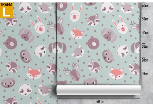 Stylized animal polka dot wallpaper for children. 2