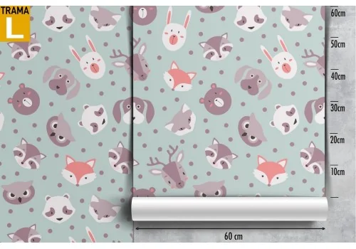 Stylized animal polka dot wallpaper for children. 2