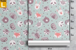 Carta da Parati animali stilizzati a pois bambini.