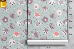 Carta da Parati animali stilizzati a pois bambini.