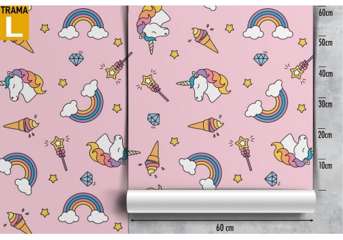 Unicorn and rainbow wallpaper children's decoration. 2
