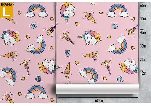 Unicorn and rainbow wallpaper children's decoration. 2