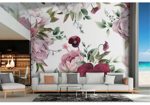 Carta da Parati decorazioni rose composizione