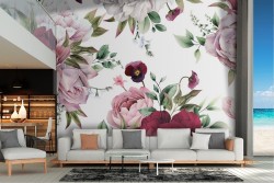 Carta da Parati decorazioni rose composizione