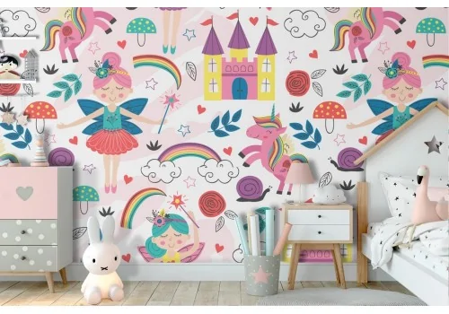 Fantasy fairy children's wallpaper decoration.
