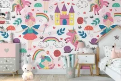 Carta da Parati decorazione fatine fantasy bambini.