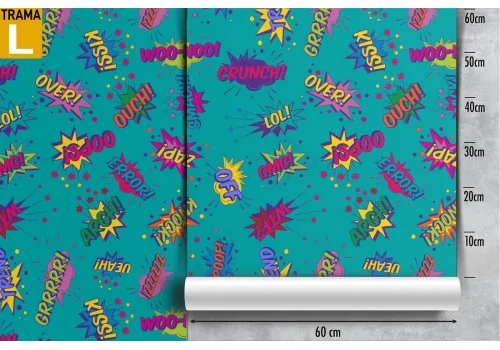 Children's comic strip pattern wallpaper. 2