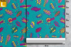 Children's comic strip pattern wallpaper.