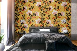 Carta da Parati catene di fiori natura astratta.