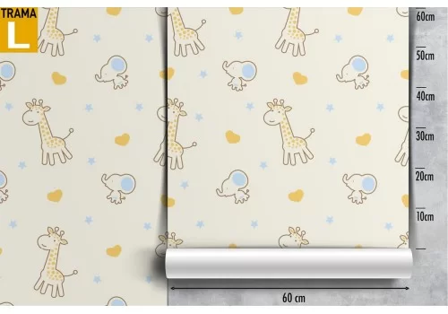Carta da Parati animali giraffe ed elefanti per bambini. 2